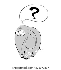 Unusual elephant who's thinking about something