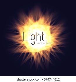 Unusual Explosion. Colorful Light and Fire Effect. Sun and Flash. Futuristic Motion Space. Vector illustration
