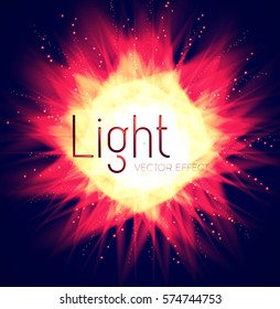 Unusual Explosion. Colorful Light and Fire Effect. Sun and Flash. Futuristic Motion Space. Vector illustration