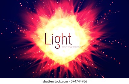 Unusual Explosion. Colorful Light and Fire Effect. Sun and Flash. Futuristic Motion Space. Vector illustration