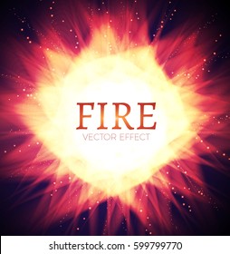 Unusual Explosion. Colorful Light and Fire Effect. Sun and Flash. Futuristic Motion Space. Vector illustration