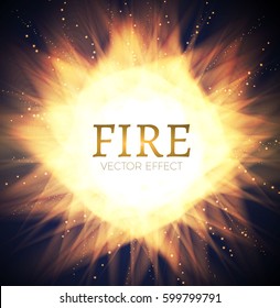 Unusual Explosion. Colorful Light and Fire Effect. Sun and Flash. Futuristic Motion Space. Vector illustration