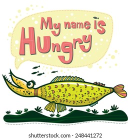 Unusual fish says that her name is Hungry