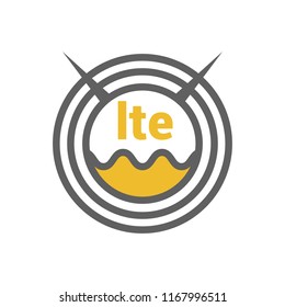 Unusual flat 4g sticker icon with geometric design. Rounded signal area, waves, antenna. 