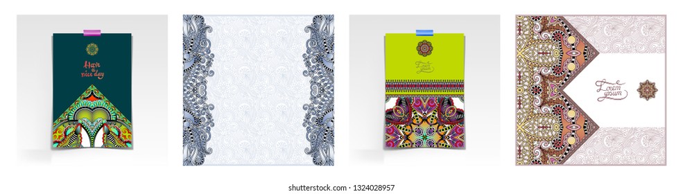 unusual floral ornamental template with place for your text, oriental vintage pattern for invitation party card, brochure design, postcard, packing, book cover, vector illustration