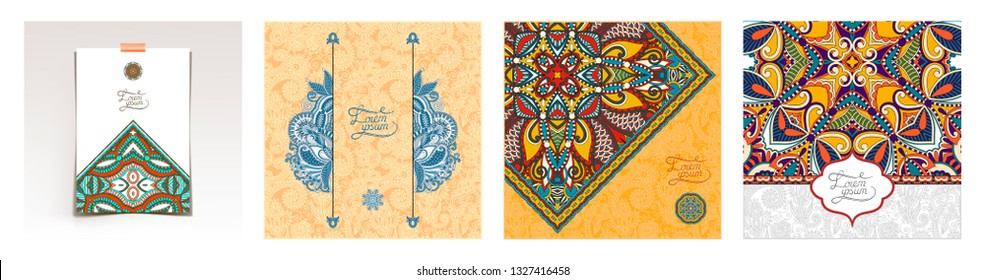 unusual floral ornamental template with place for your text, oriental vintage pattern for invitation party card, brochure design, postcard, packing, book cover, vector illustration