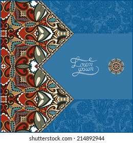 unusual floral ornamental template with place for your text, oriental vintage pattern for invitation party card, brochure design, postcard, packing, book cover, vector illustration