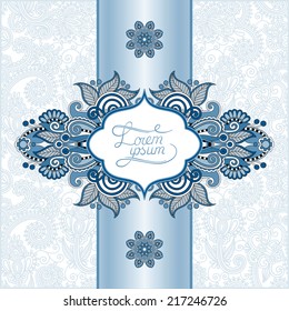 unusual floral ornamental template with place for your text, oriental vintage pattern for invitation party card, brochure design, postcard, packing, book cover, vector illustration