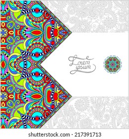 unusual floral ornamental template with place for your text, oriental vintage pattern for invitation party card, brochure design, postcard, packing, book cover, vector illustration