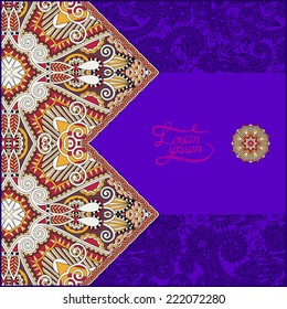 unusual floral ornamental template with place for your text, oriental vintage pattern for invitation party card, brochure design, postcard, packing, book cover, vector illustration
