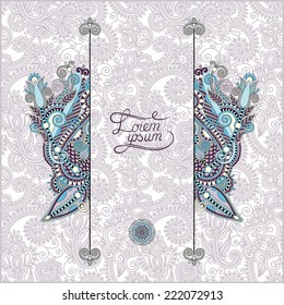 unusual floral ornamental template with place for your text, oriental vintage pattern for invitation party card, brochure design, postcard, packing, book cover, vector illustration