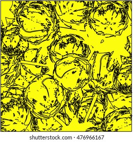 Unusual floral vector with tulips. Creative illustration with summer flowers.