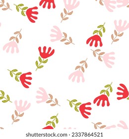 Patrón inusual de flor sin fisuras en un estilo sencillo. Un bonito fondo de flores estilizadas. Para el diseño de tejidos, impresión textil, papel de envoltura, cubierta. Ilustración del vector