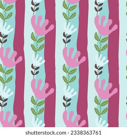 Unusual flower seamless pattern in simple style. Cute stylized flowers background. For fabric design, textile print, wrapping paper, cover. Vector illustration
