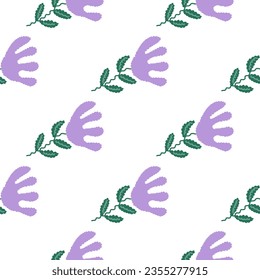 Unusual flower seamless pattern in simple style. Cute stylized flowers background. For fabric design, textile print, wrapping paper, cover. Vector illustration
