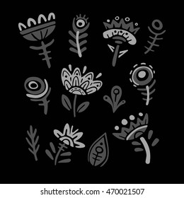 Unusual flowers set flat