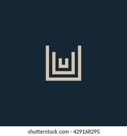 Ungewöhnlicher geometrischer Buchstabe . Architektur, Vektorlogo. Isolierte Monogramme.