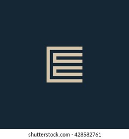 Unusual geometric letter E. Architecture vector logo. Isolated monogram.