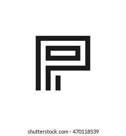 Unusual geometric letter P. Architecture vector logo. Isolated monogram.