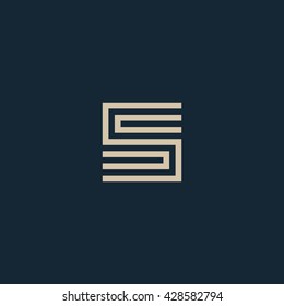 Unusual Geometric Letter S. Architecture Vector Logo. Isolated Monogram.