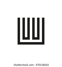 Unusual geometric letter W. Architecture vector logo. Isolated monogram.