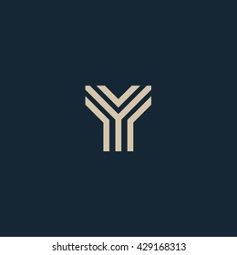 Unusual geometric letter Y. Architecture vector logo. Isolated monogram.