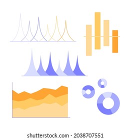 Unusual graphs to present important information about finance and business. Trendy abstract square art templates with diagrams and geometric elements