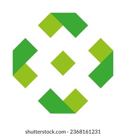 Unusual green octagon logo. Logo with a square in the center. Vector illustration.