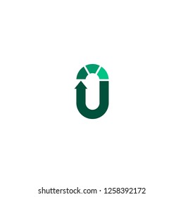 Unusual Green Recycle Icon Zero Waste U Letter Logo Vector