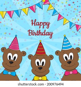 Unusual greeting card with funny small bears