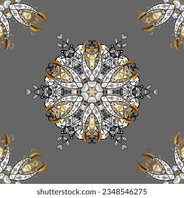 Unusual greeting in oriental boho chic style. Square invite template. Round flower ornament. Luxury floral pattern. Decorative vintage print. Invitation with colored mandala design element. Vector.