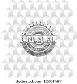 Unusual grey badge with geometric cube white background