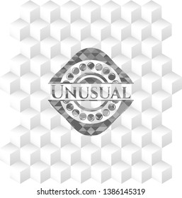 Unusual grey badge with geometric cube white background