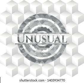 Unusual grey badge with geometric cube white background