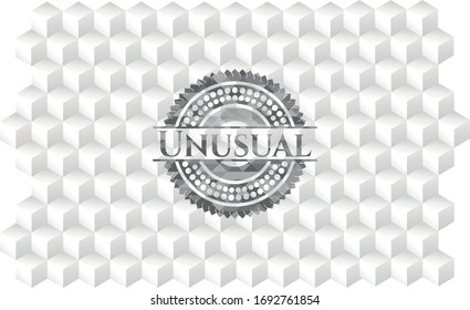 Unusual grey emblem. Vintage with geometric cube white background. 