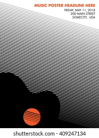 Unusual guitar graphic ideal for music gig announcements with space for text