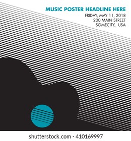 Unusual guitar poster, ideal for music gig announcements with space for text
