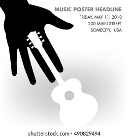 Unusual guitar poster, ideal for music gig announcements with space for text 