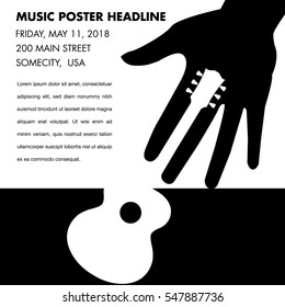 Unusual guitar poster, ideal for music gig announcements