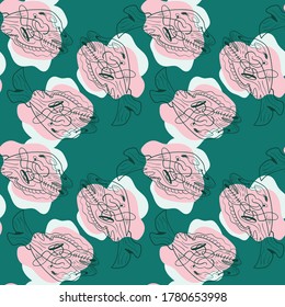 Unusual hand draw fishes on the seamless backdrop.