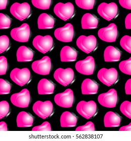 Unusual Hand Drawing Doodled Pattern with Romantic Hearts. Hand-drawn Vector Illustration. Ideal Seamless Sketch Background for Happy Valentine's Day, Celebration Event, Print, Wallpaper, Wrapping.