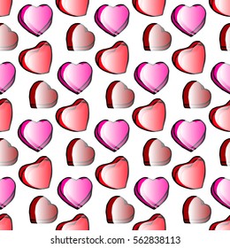 Unusual Hand Drawing Doodled Pattern with Romantic Hearts. Hand-drawn Vector Illustration. Ideal Seamless Sketch Background for Happy Valentine's Day, Celebration Event, Print, Wallpaper, Wrapping.