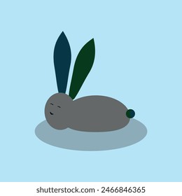 unusual hare with multi-colored ears on a light background