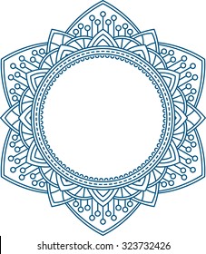 Unusual, hexagonal, lace frame, decorative element with empty place for your text. Vector illustration.