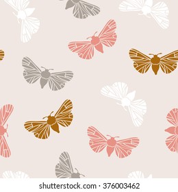 Unusual hipster seamless pattern with  clothes moth. Vector background. Abstract triangular style. 