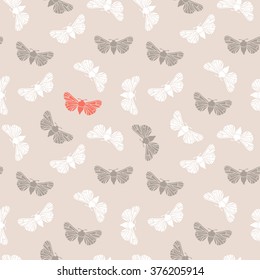 Unusual hipster seamless pattern with  clothes moth. Vector background. Abstract triangular style. 