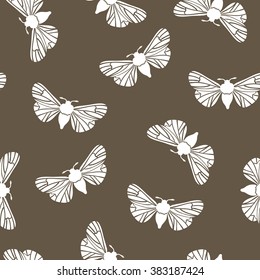 Unusual hipster seamless pattern with  clothes moth. Vector background. Abstract triangular style. 
