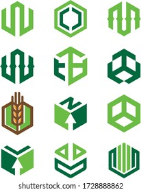 Unusual Icons Set - illustration vector graphic of combination of six squares and letters fit for business logo - Isolated On white Background, just add your name in Your Design, Flat Icons