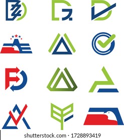 Unusual Icons Set - illustration vector graphic of combination of letters and symbols fit for business logo - Isolated On white Background, just add your name in Your Design, Flat Icons