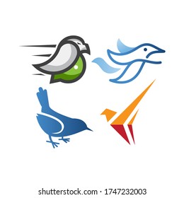 Unusual Icons - vector graphic illustration of a bird with various shapes - Isolated on a white background, just add your name to your design, flat design